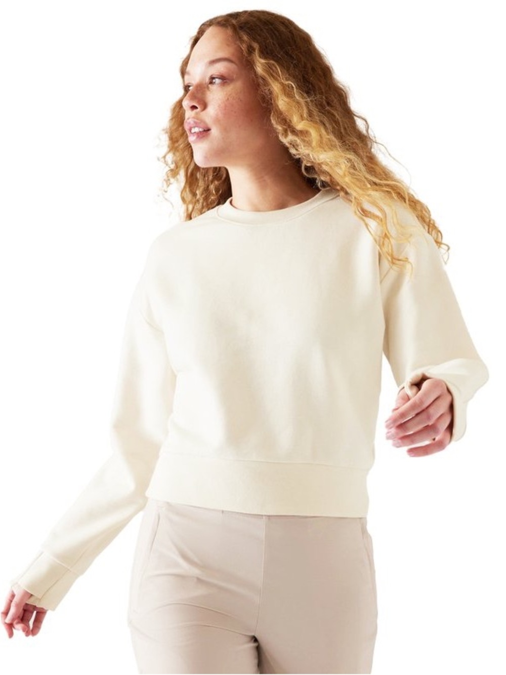 Athleta Revive Retroplush Sweatshirt Cream size L